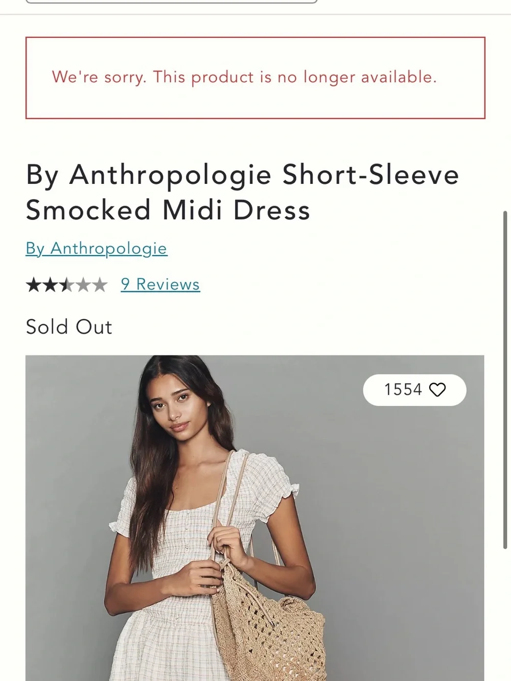 Anthropologie Short Sleeve Smocked Midi Dress Medium